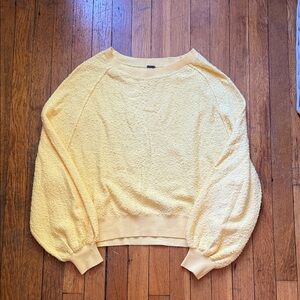 Free People Light Yellow Crew Neck Sweater